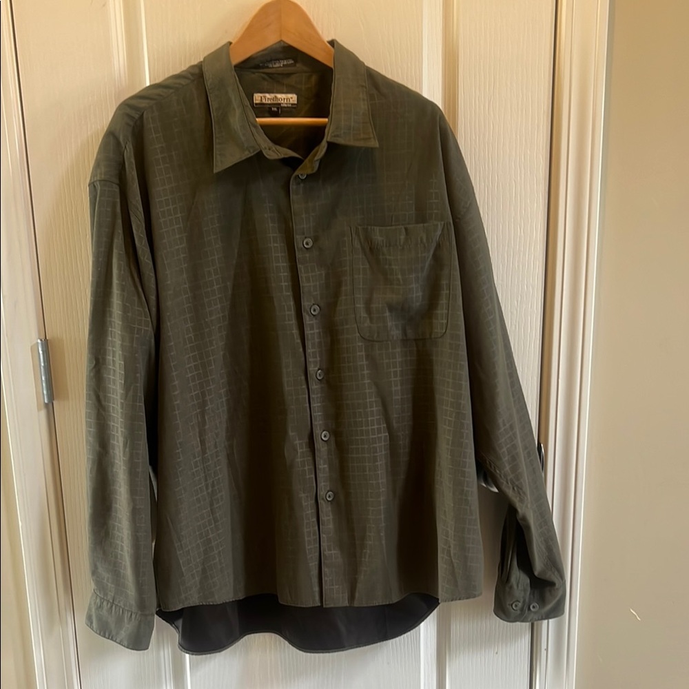 Olive Green Button-Up Shirt